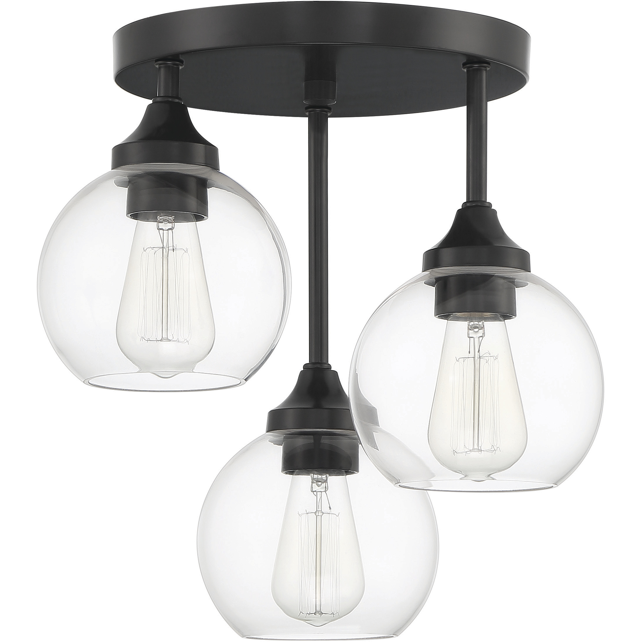 Glenda LED 14 inch Flat Black Semi Flush Ceiling Light
