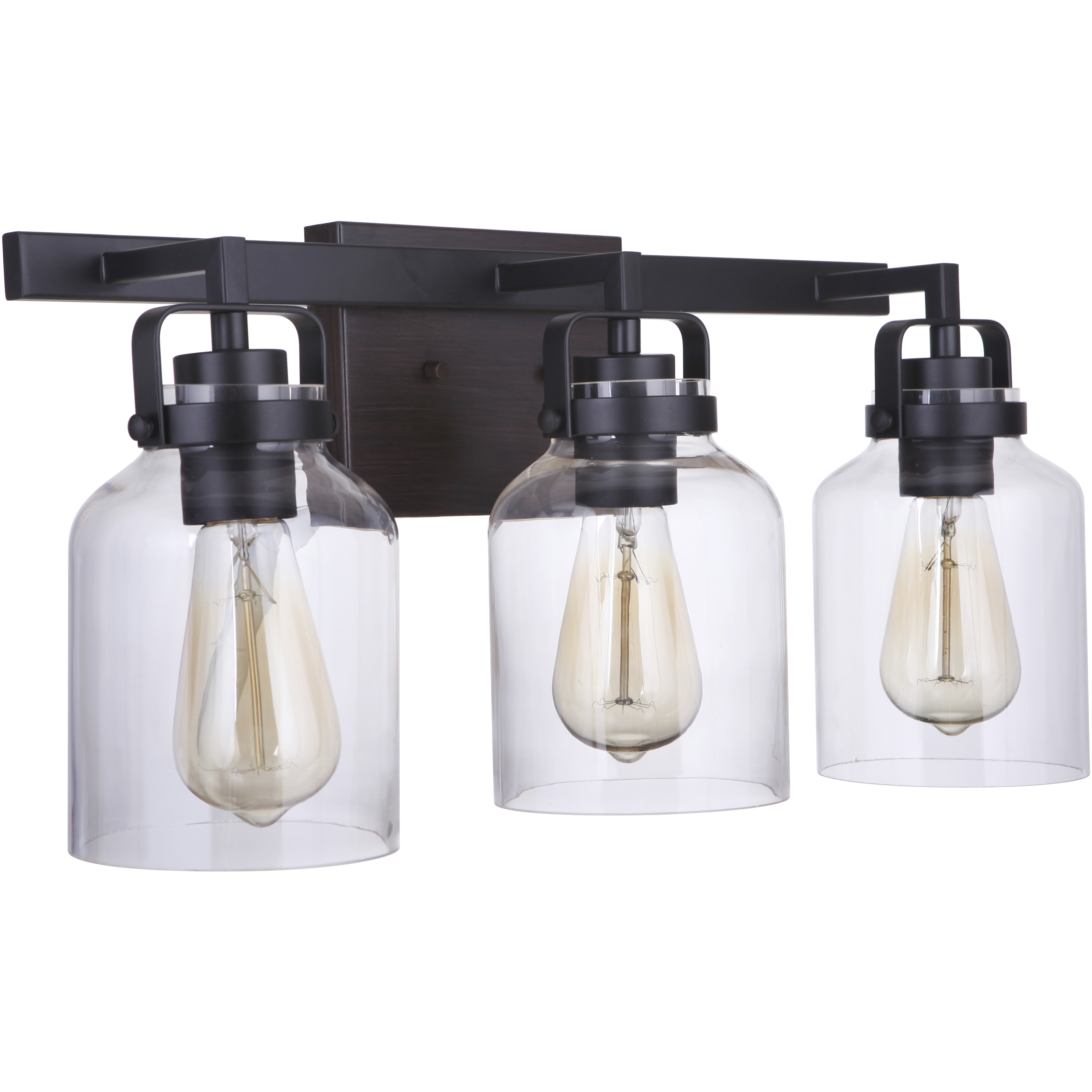 Foxwood 3 Light 21 inch Flat Black with Dark Teak Vanity Light Wall Light in Flat Black/Dark Teak