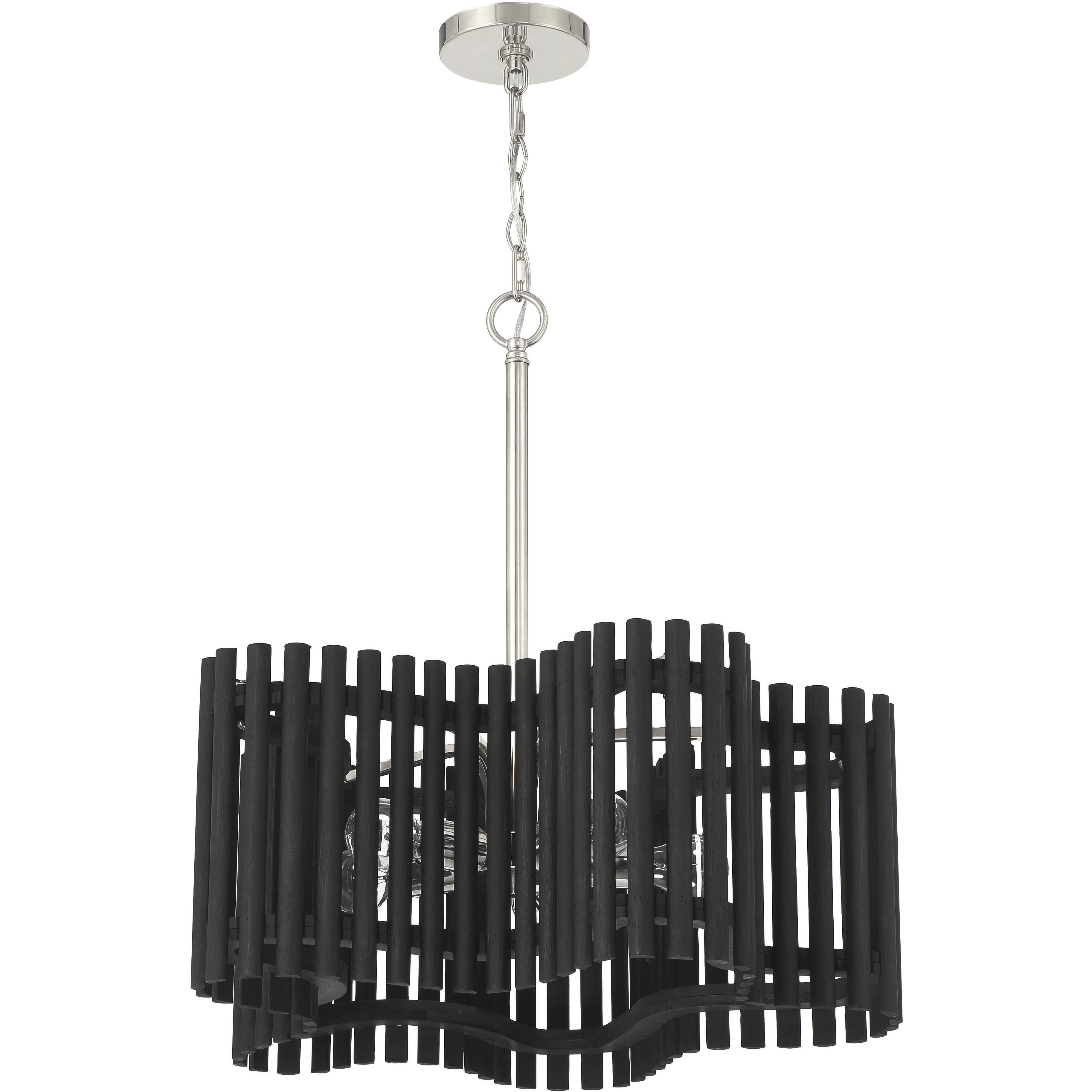 Freeform 5 Light 24 inch Polished Nickel/Black Walnut Chandelier Ceiling Light, Medium