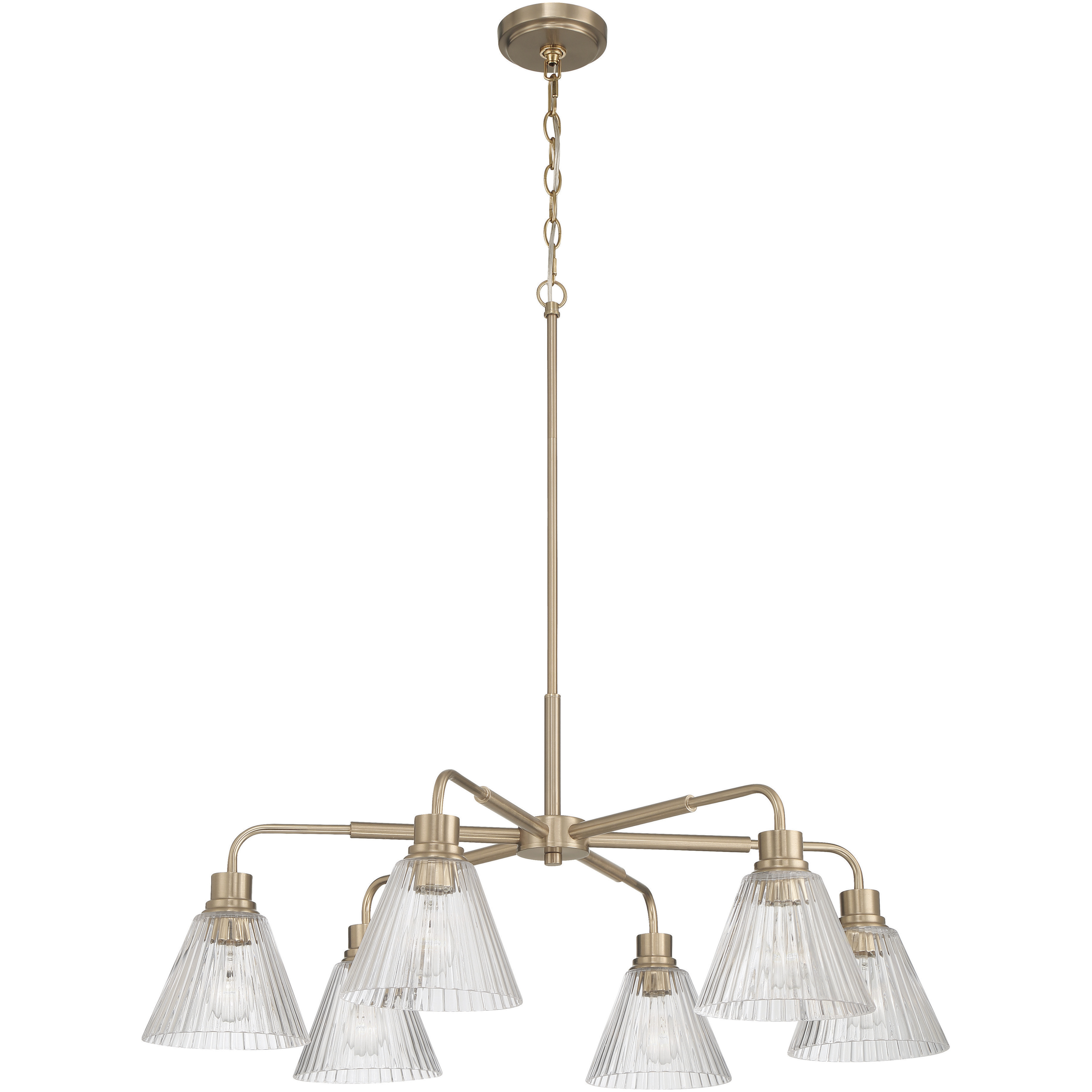 Pleated 6 Light 35.13 inch Premium Bronze Chandelier Ceiling Light