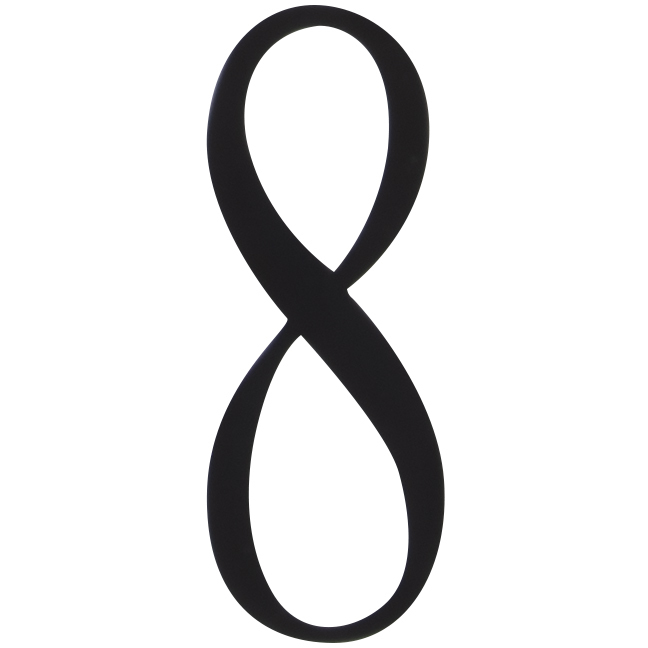 Surface Mount Flat Black Address Plaque Number in Number 8, 8