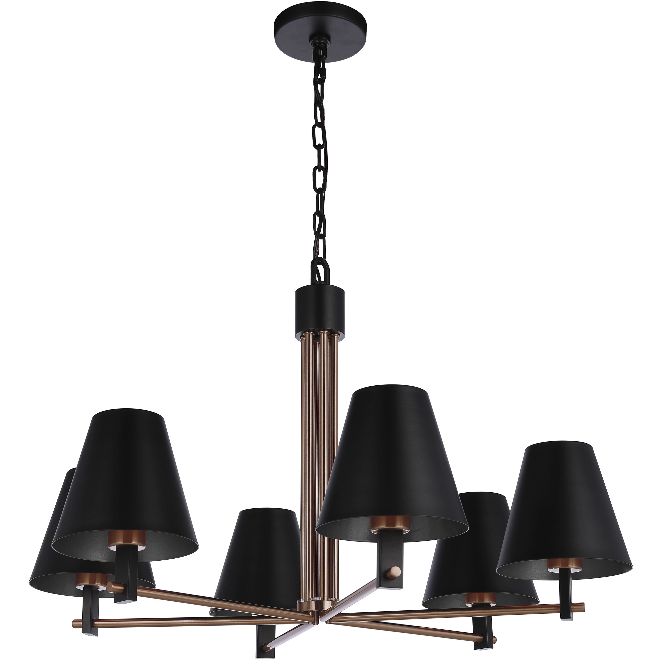Blake 6 Light 30 inch Flat Black/Satin Brass Chandelier Ceiling Light