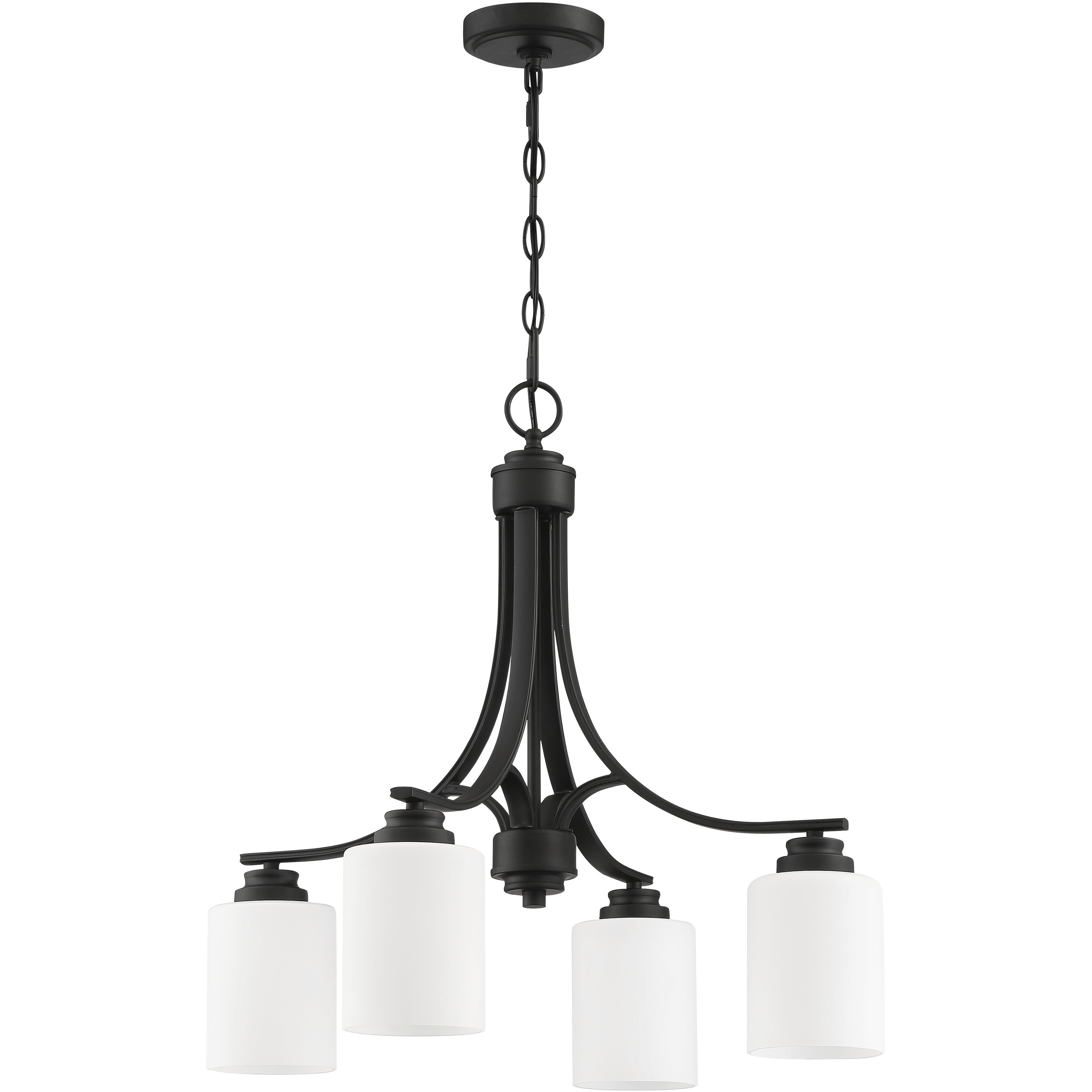 Neighborhood Bolden 4 Light 23 inch Flat Black Chandelier Ceiling Light in White Frosted Glass, Neighborhood Collection