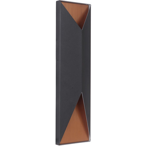 Peak LED 18 inch Textured Black/Satin Brass Outdoor Wall Mount in Textured Black and Satin Brass, Large