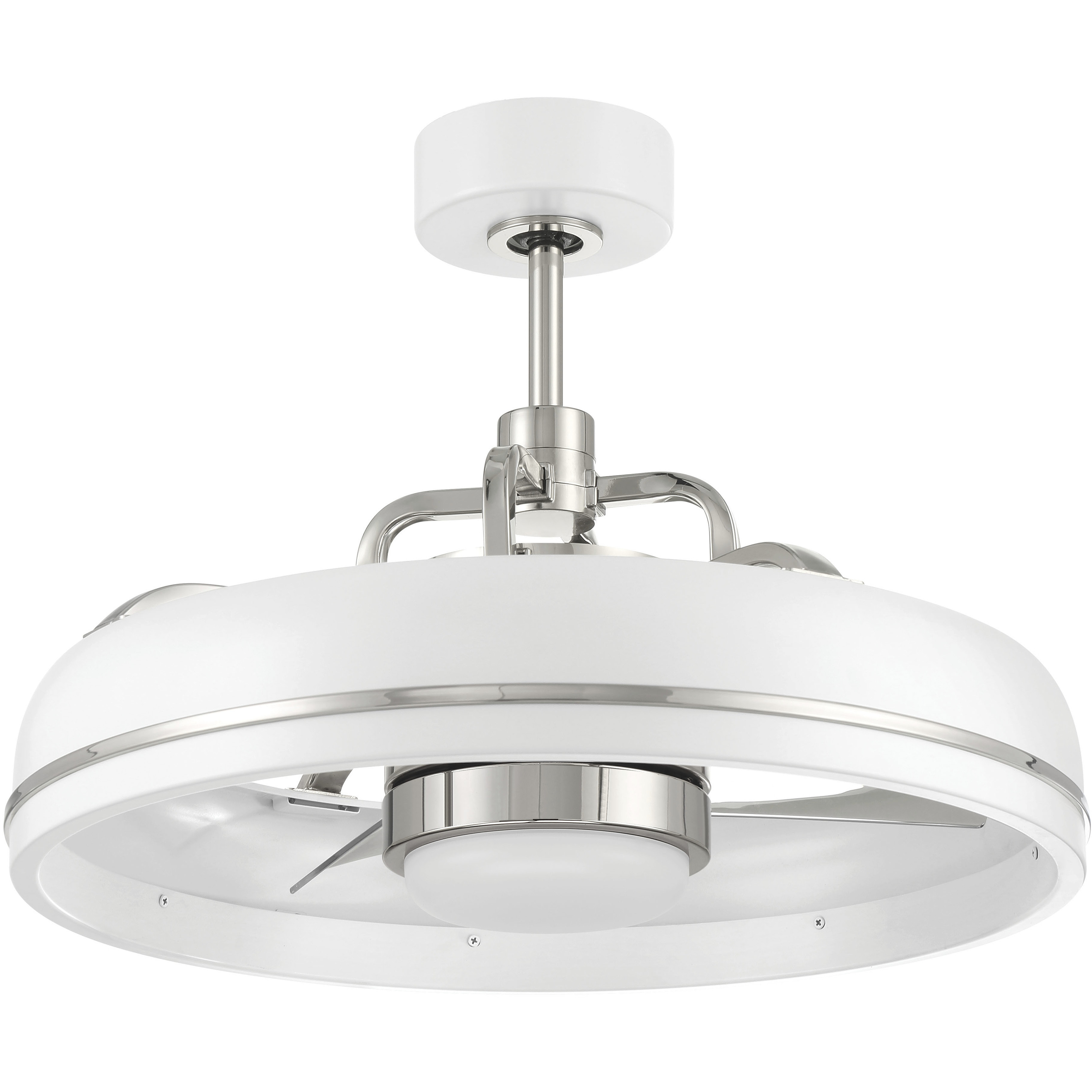 Taylor 20 inch White Polished Nickel with Clear Acrylic Blades