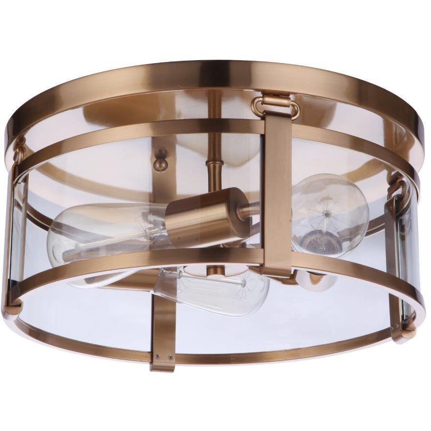 Elliot 3 Light 13 inch Satin Brass Flushmount Ceiling Light