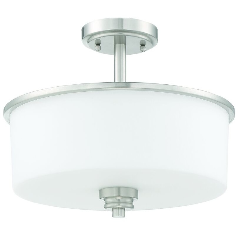 Neighborhood Bolden 2 Light 13 inch Brushed Polished Nickel Convertible Semi Flush Ceiling Light in White Frost Glass, Neighborhood Collection