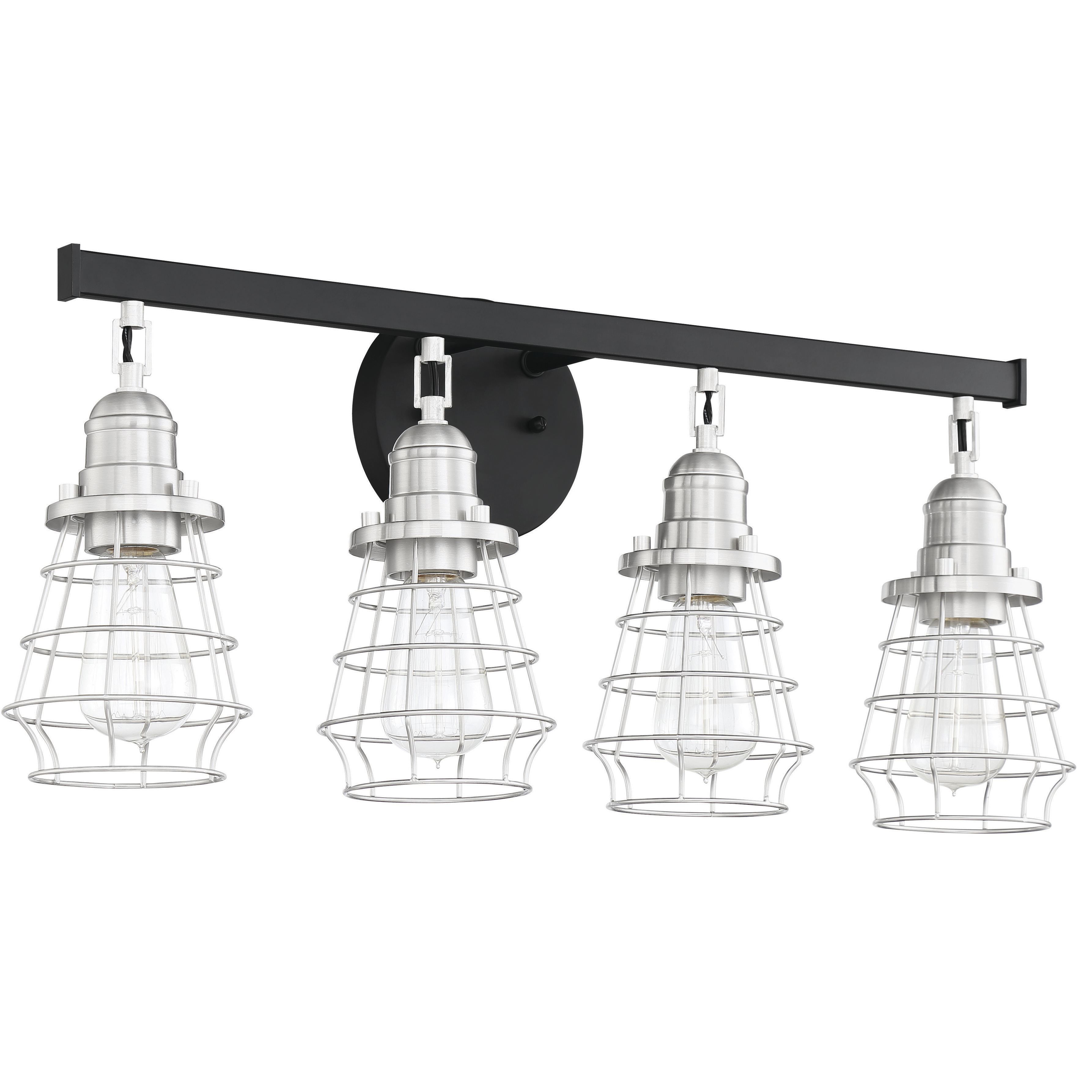Neighborhood Thatcher 4 Light 26 inch Flat Black/Brushed Polished Nickel Vanity Light Wall Light, Neighborhood Collection