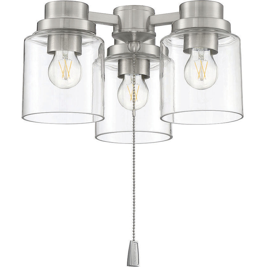 Universal LED Brushed Polished Nickel Fan Light Kit in Clear Glass