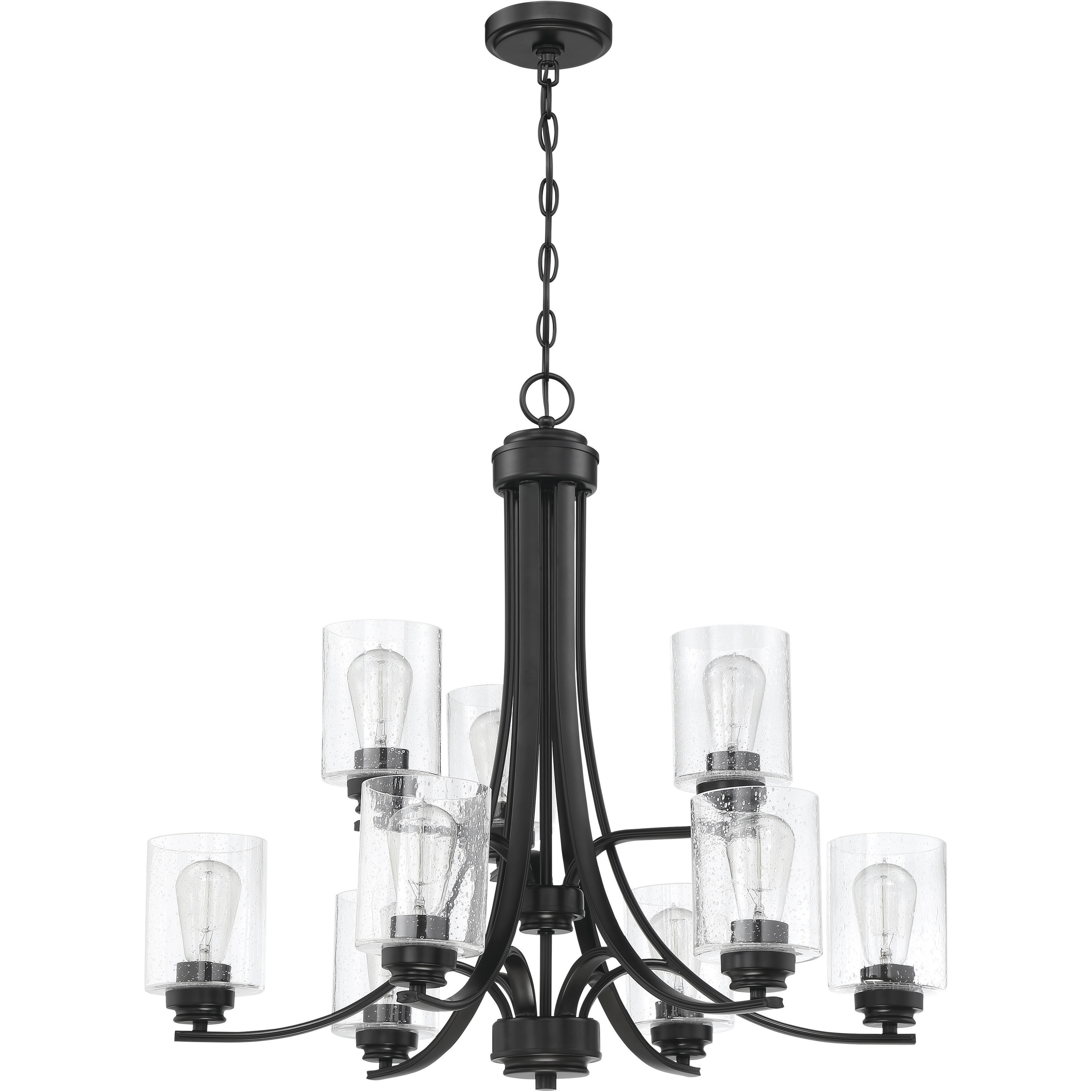 Bolden 9 Light 29 inch Flat Black Chandelier Ceiling Light in Clear Seeded, Neighborhood Collection