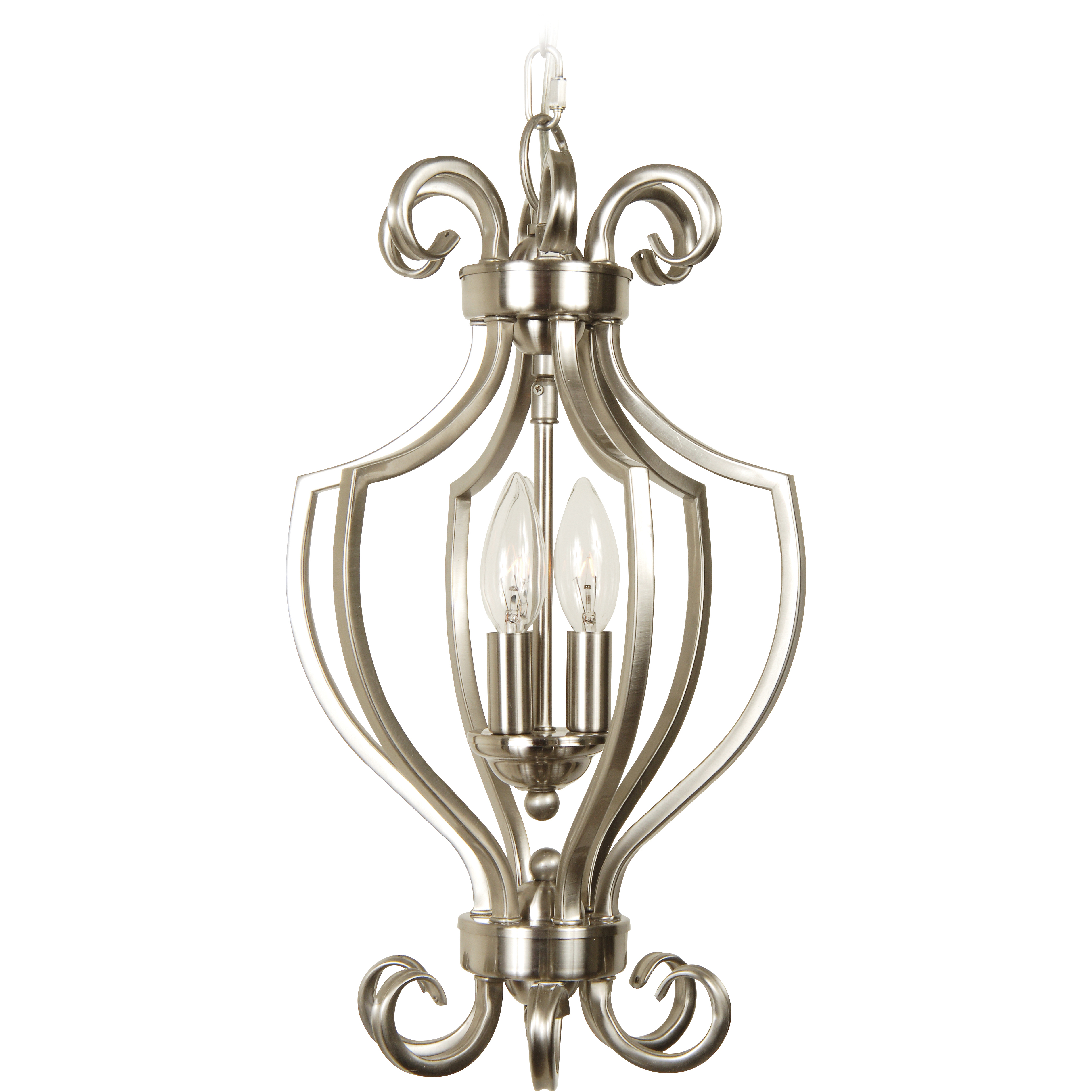Cecilia 3 Light 10.5 inch Brushed Polished Nickel Foyer Light Ceiling Light, Cage