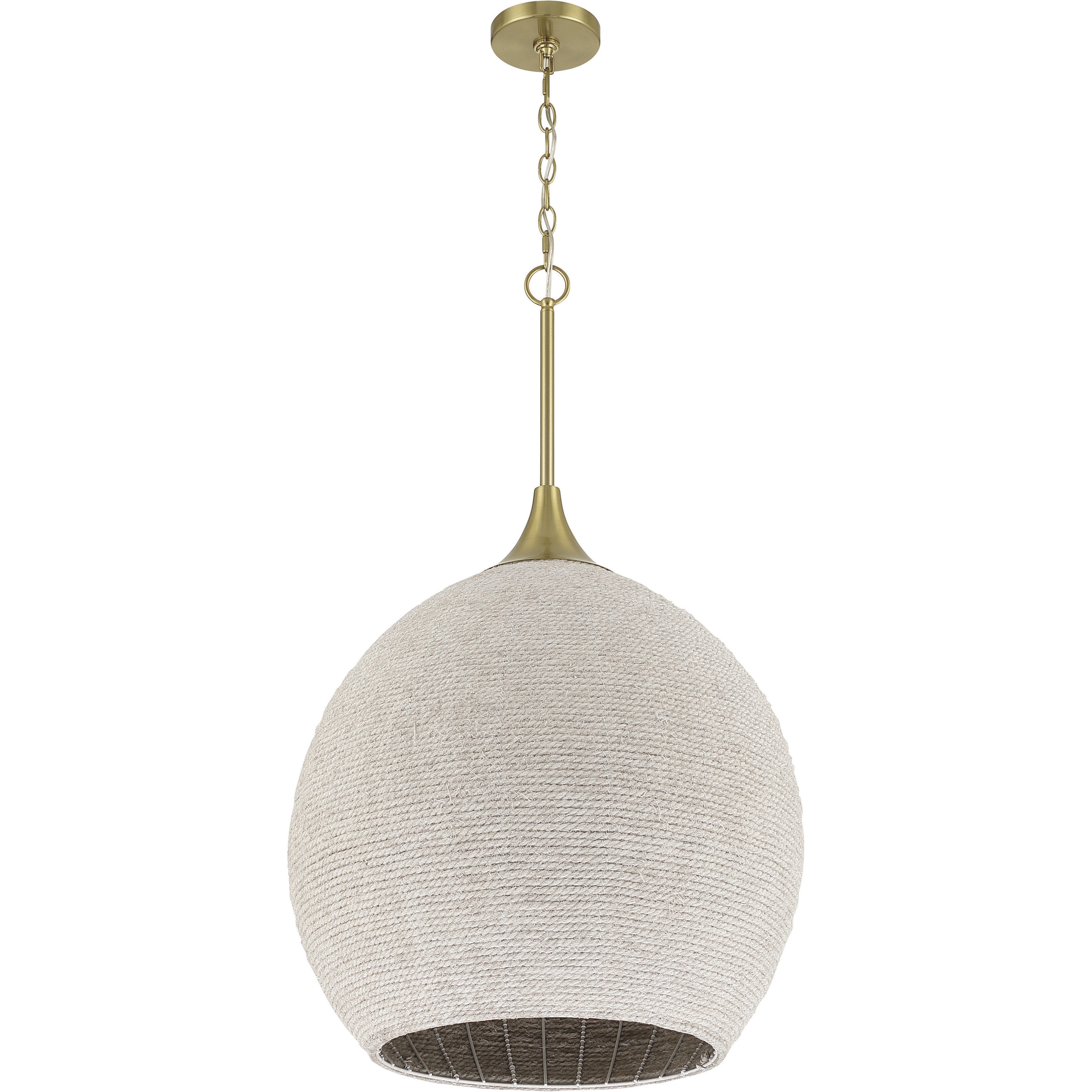 Keira 3 Light 20.5 inch Satin Brass Pendant Ceiling Light in White Rope
