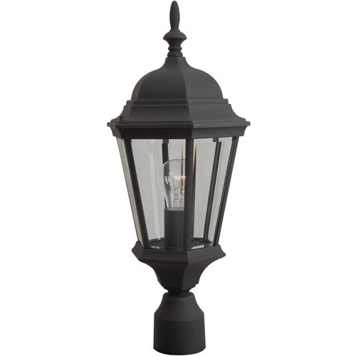 Straight Glass 1 Light 22 inch Textured Black Outdoor Post Mount in Textured Matte Black, Medium
