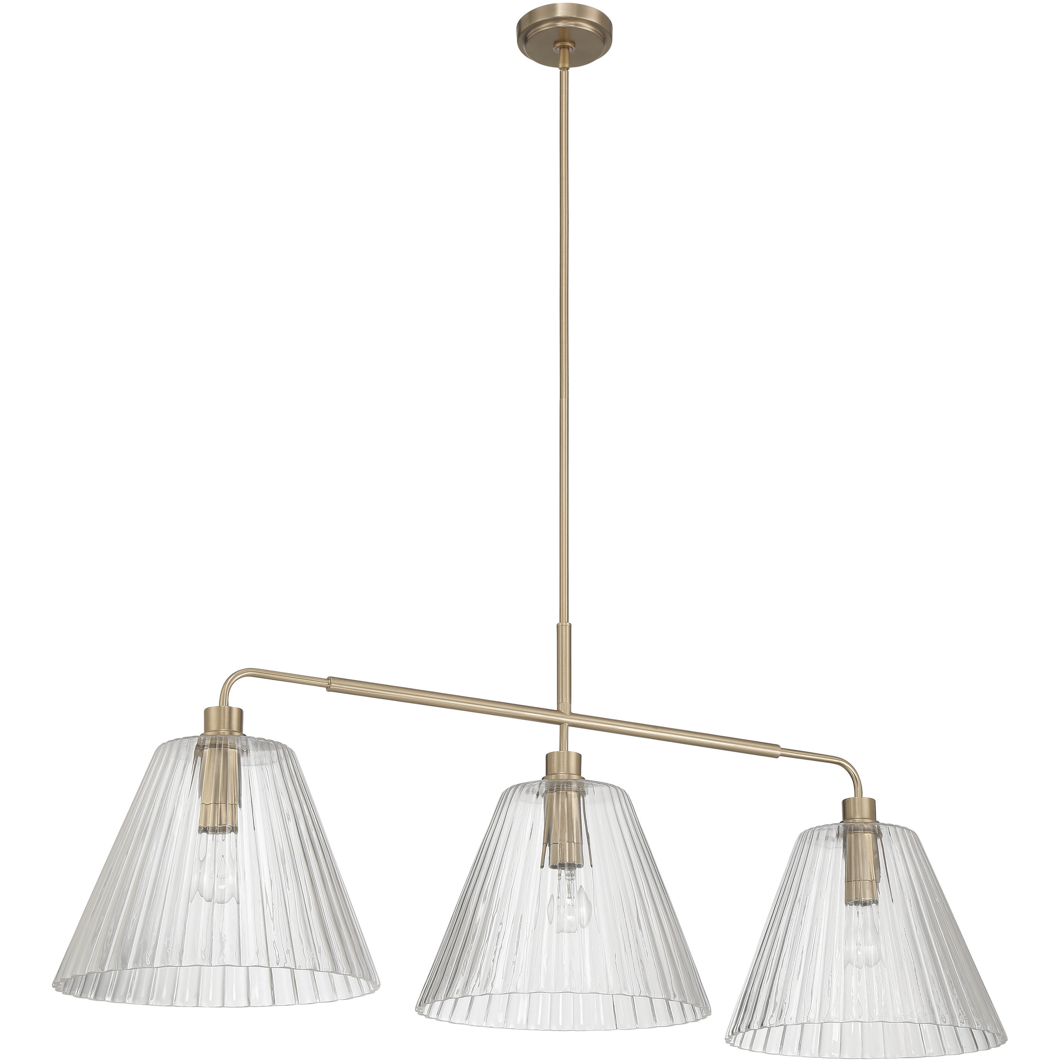 Pleated 3 Light 14 inch Premium Bronze Island Light Ceiling Light