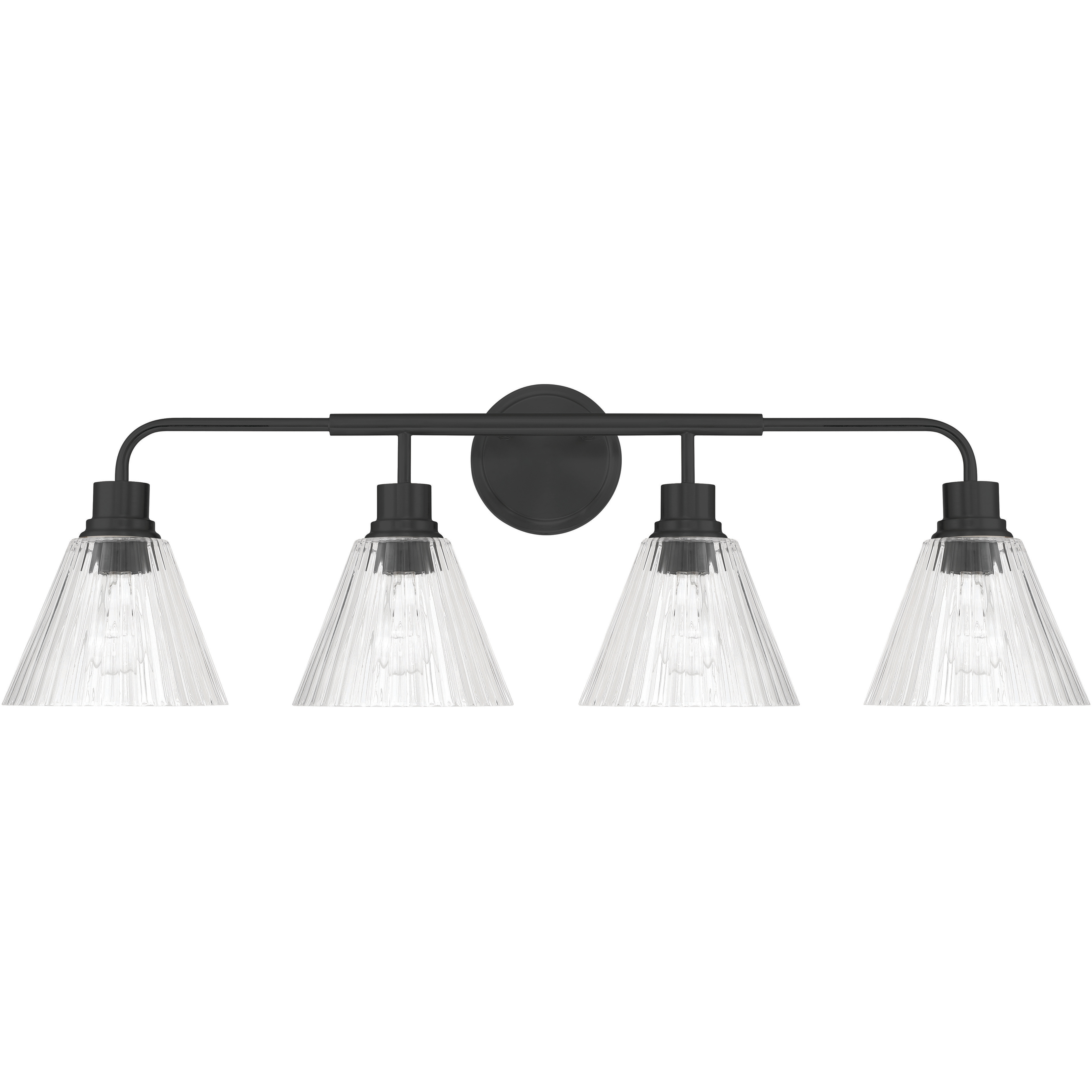 Pleated 4 Light 34 inch Flat Black Vanity Light Wall Light