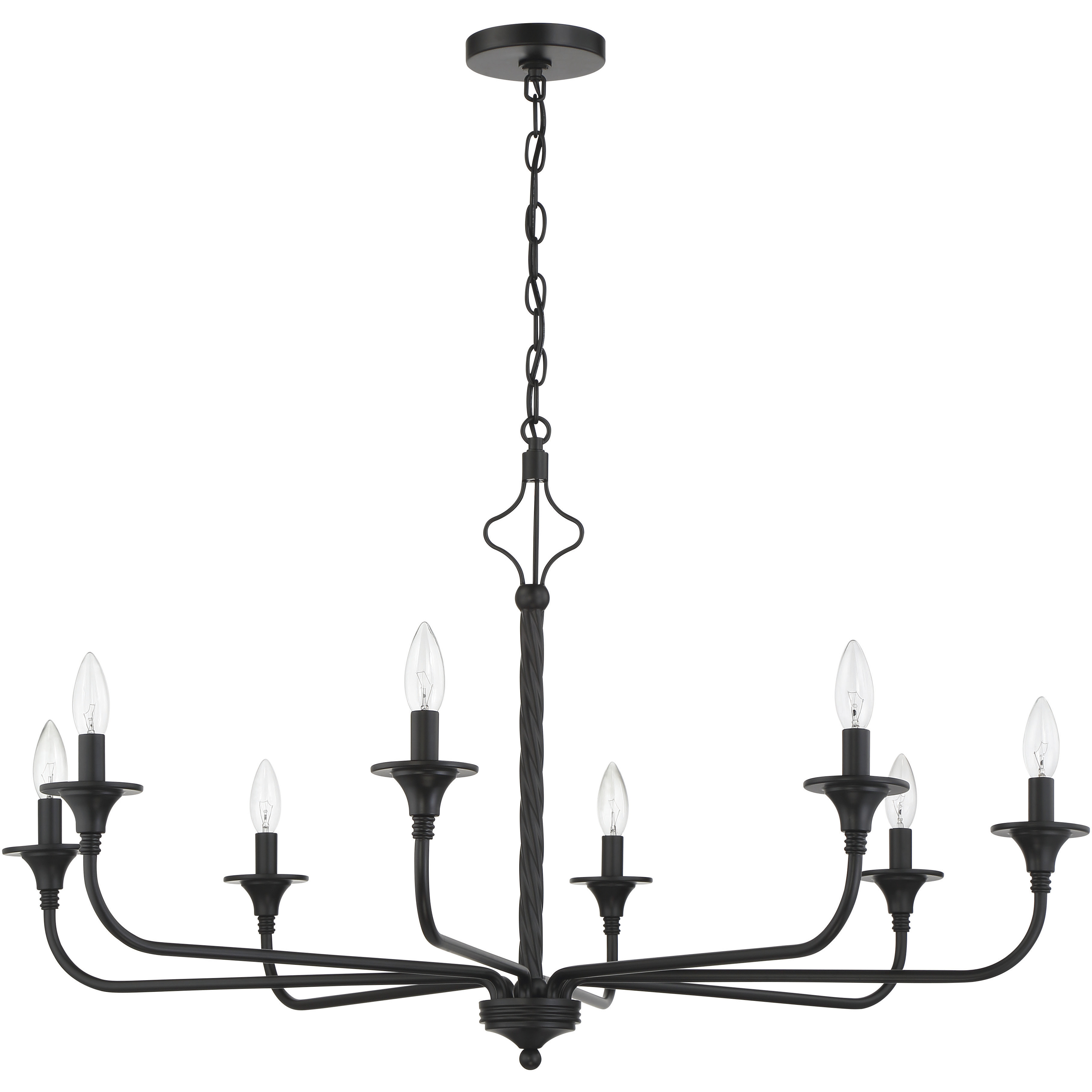 Craftmade 57028 FB Jolenne 8 Light 38 inch Flat Black Chandelier Ceiling Light