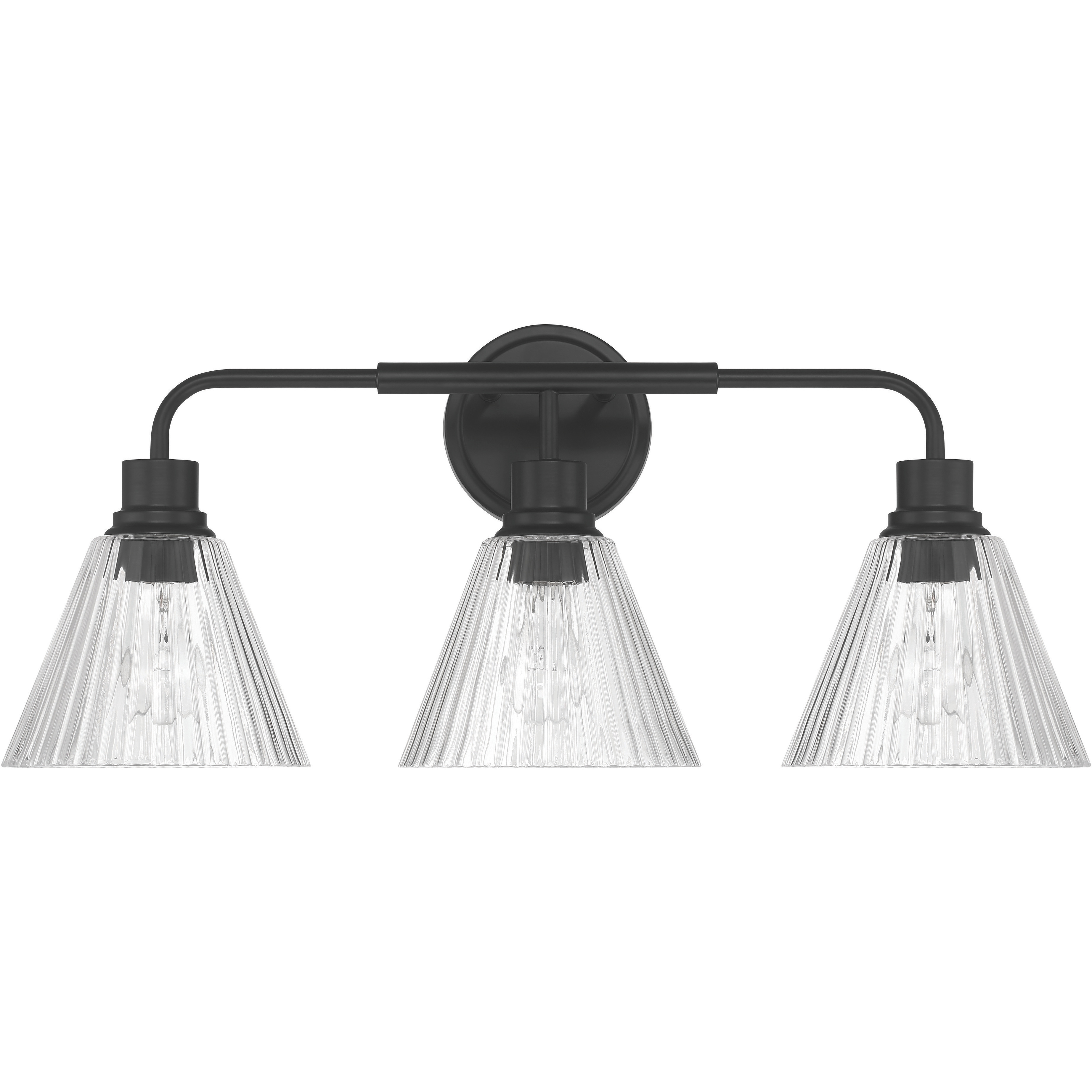 Pleated 3 Light 25 inch Flat Black Vanity Light Wall Light