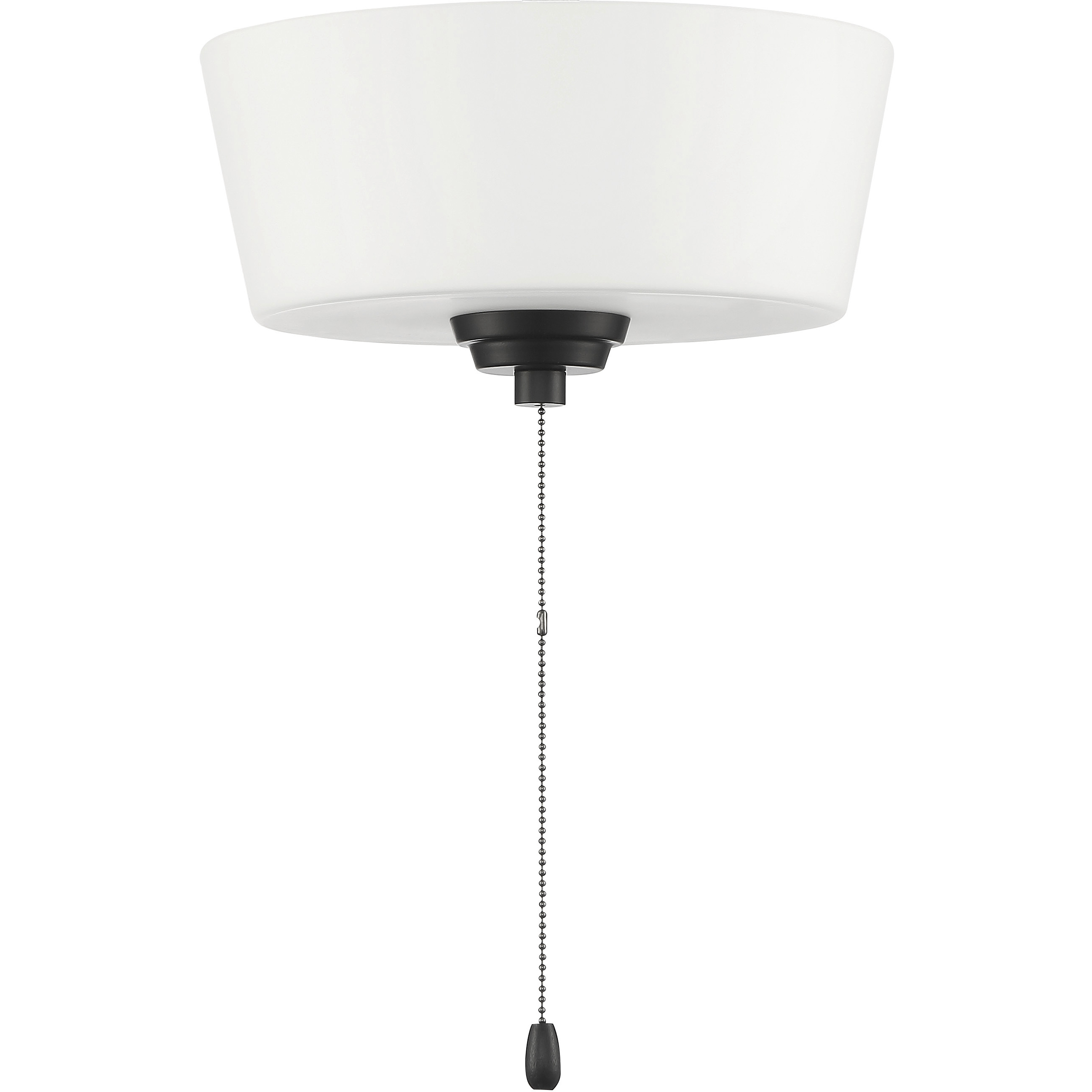Outdoor Bowl LED Flat Black Fan Light Kit in White Glass