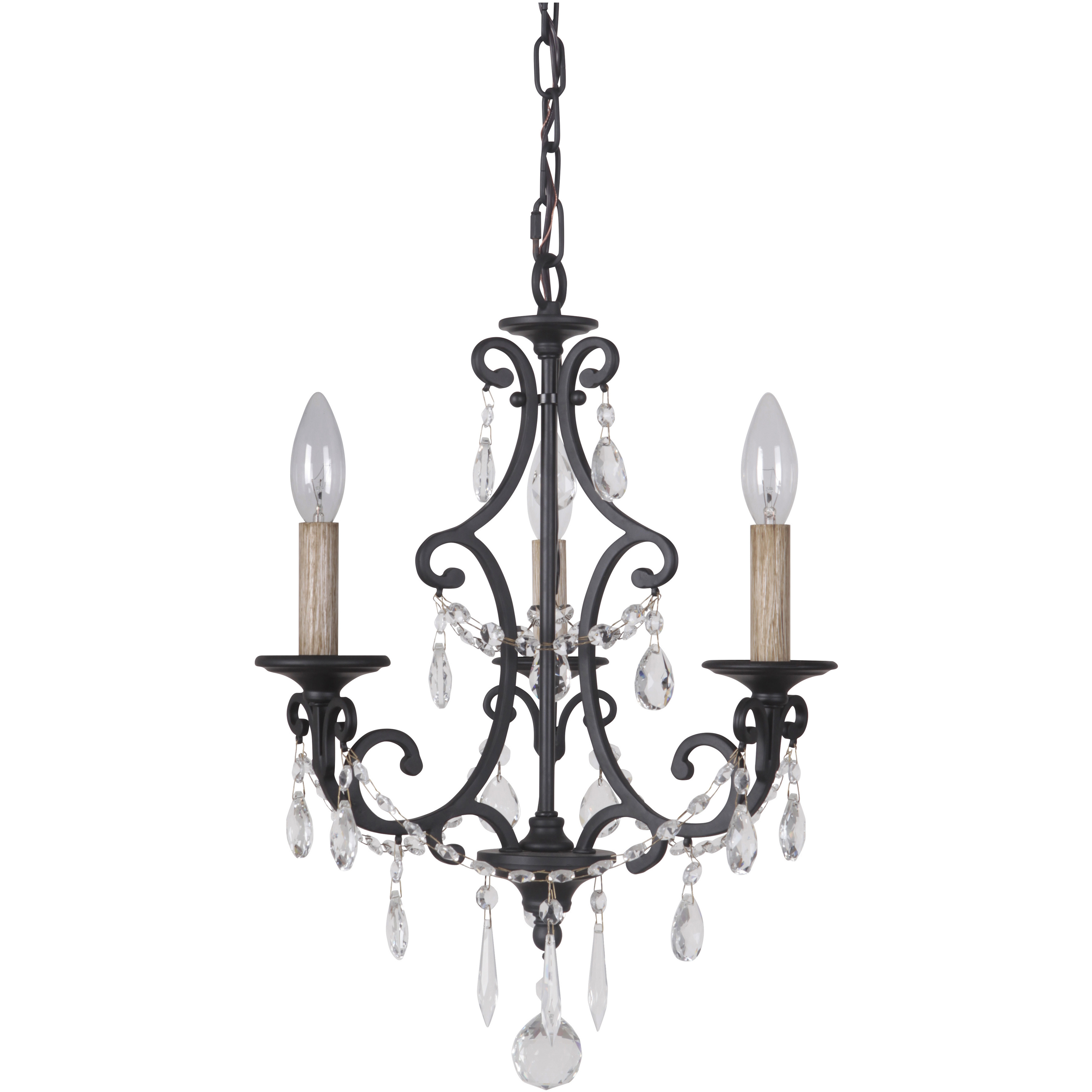 Craftmade 38923 MBK Bentley 3 Light 14 inch Matte Black Chandelier Ceiling Light