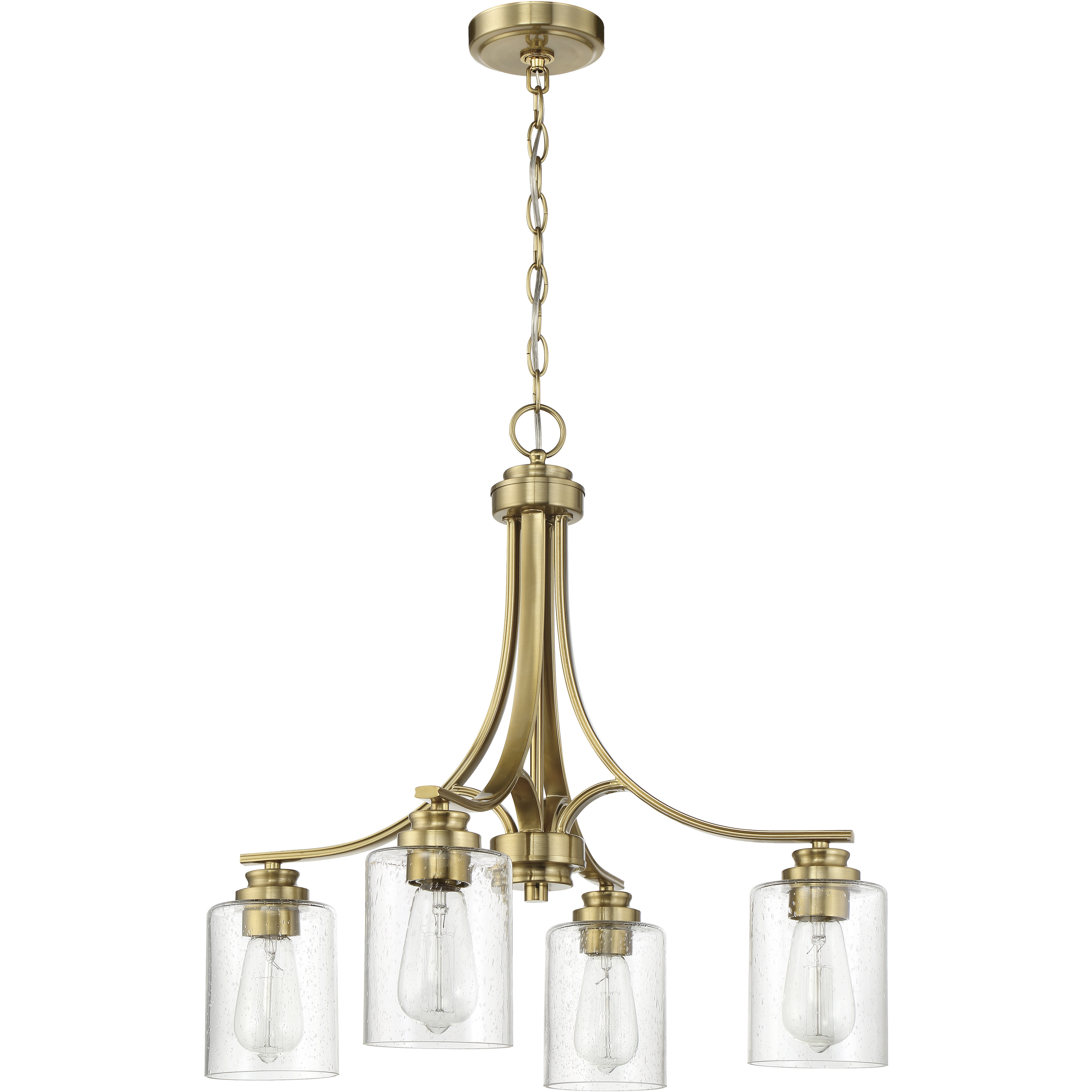 Bolden 4 Light 23 inch Satin Brass Chandelier Ceiling Light in Clear Seeded