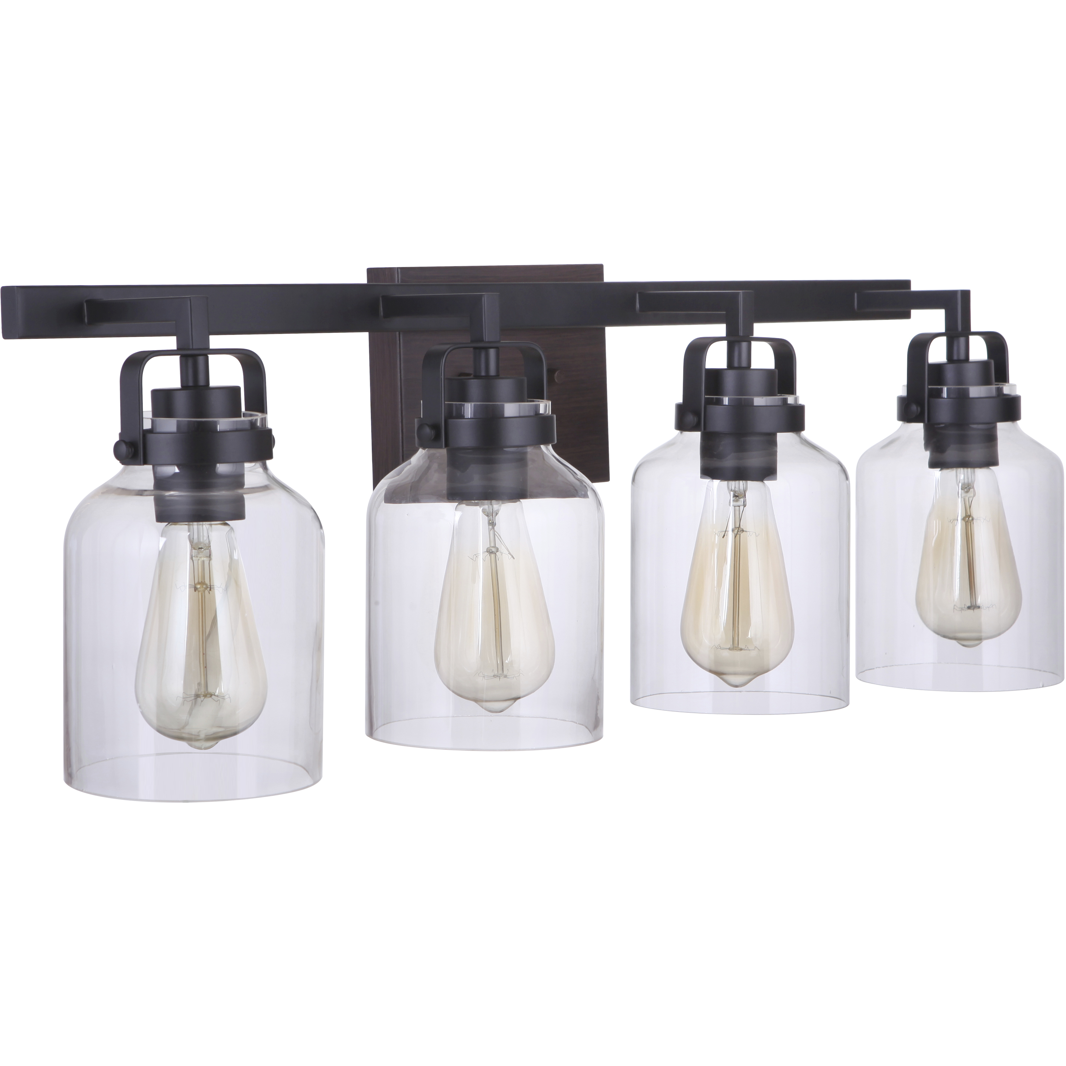 Foxwood 4 Light 29 inch Flat Black with Dark Teak Vanity Light Wall Light in Flat Black/Dark Teak