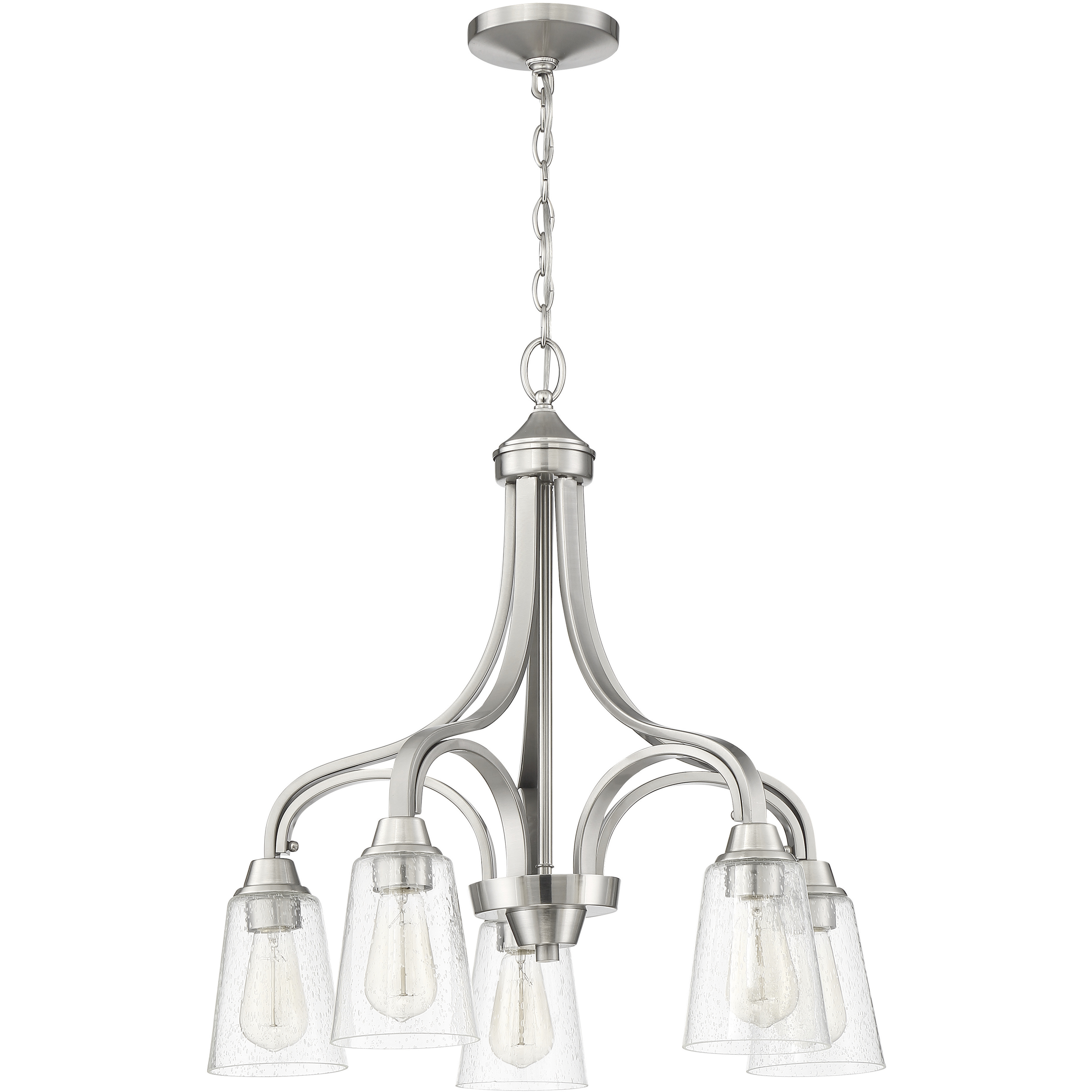Neighborhood Grace 5 Light 24 inch Brushed Polished Nickel Down Chandelier Ceiling Light in Clear Seeded, Neighborhood Collection
