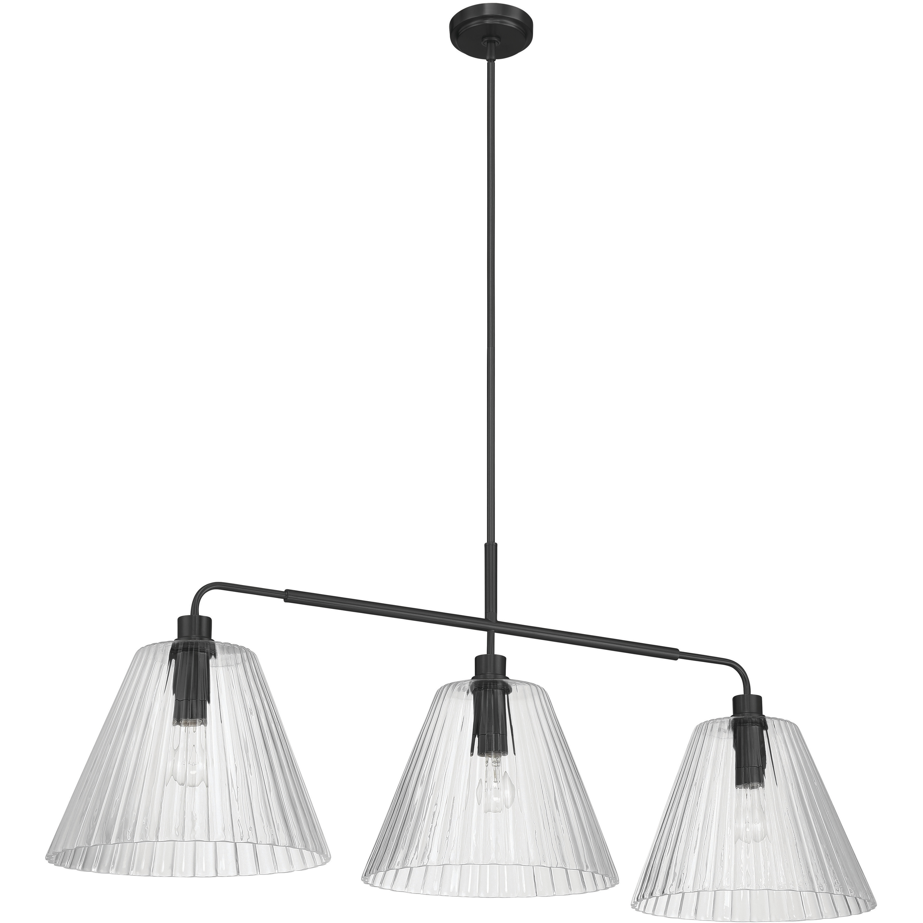 Pleated 3 Light 14 inch Flat Black Island Light Ceiling Light