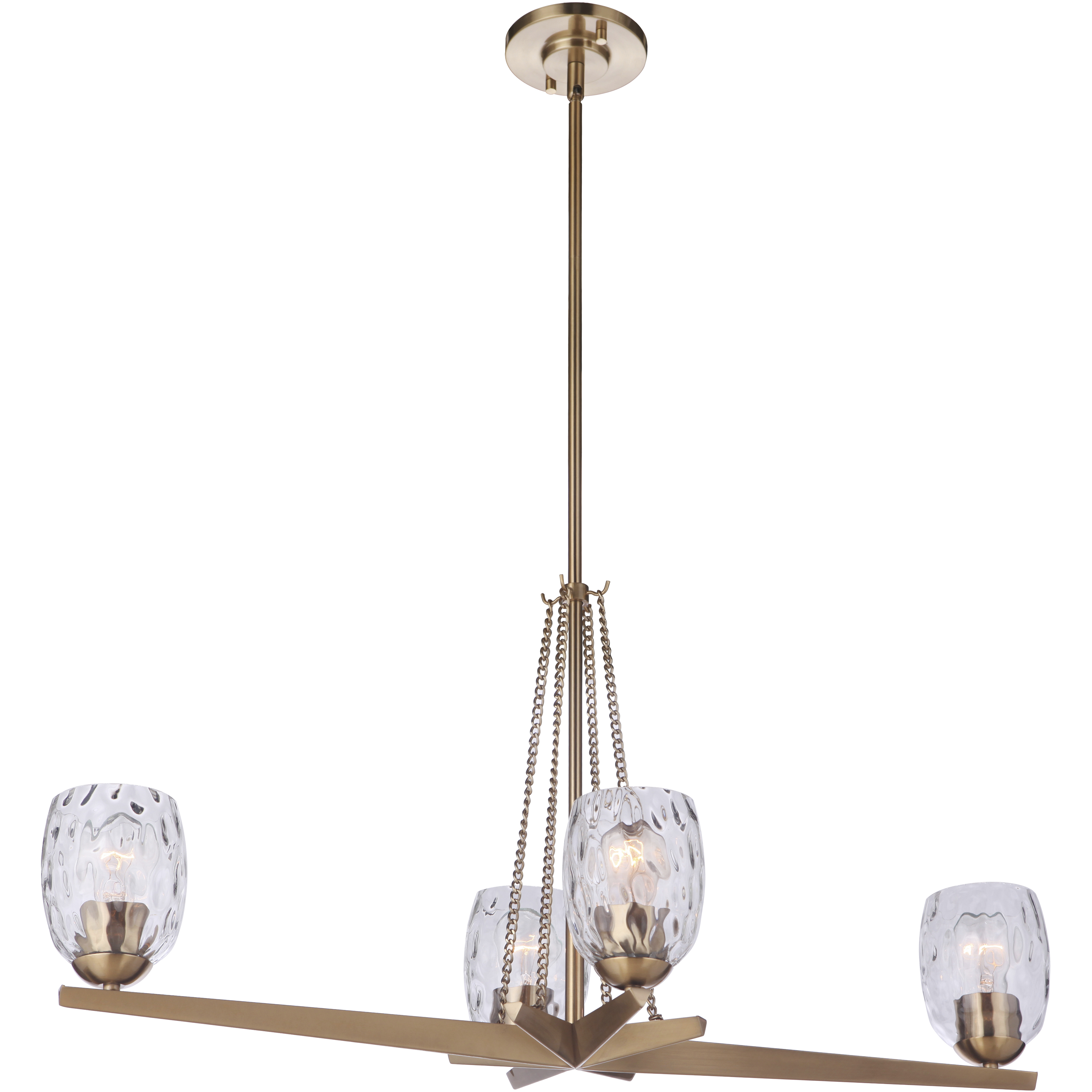 Guiding Star 4 Light 33.25 inch Satin Brass Linear Chandelier Ceiling Light