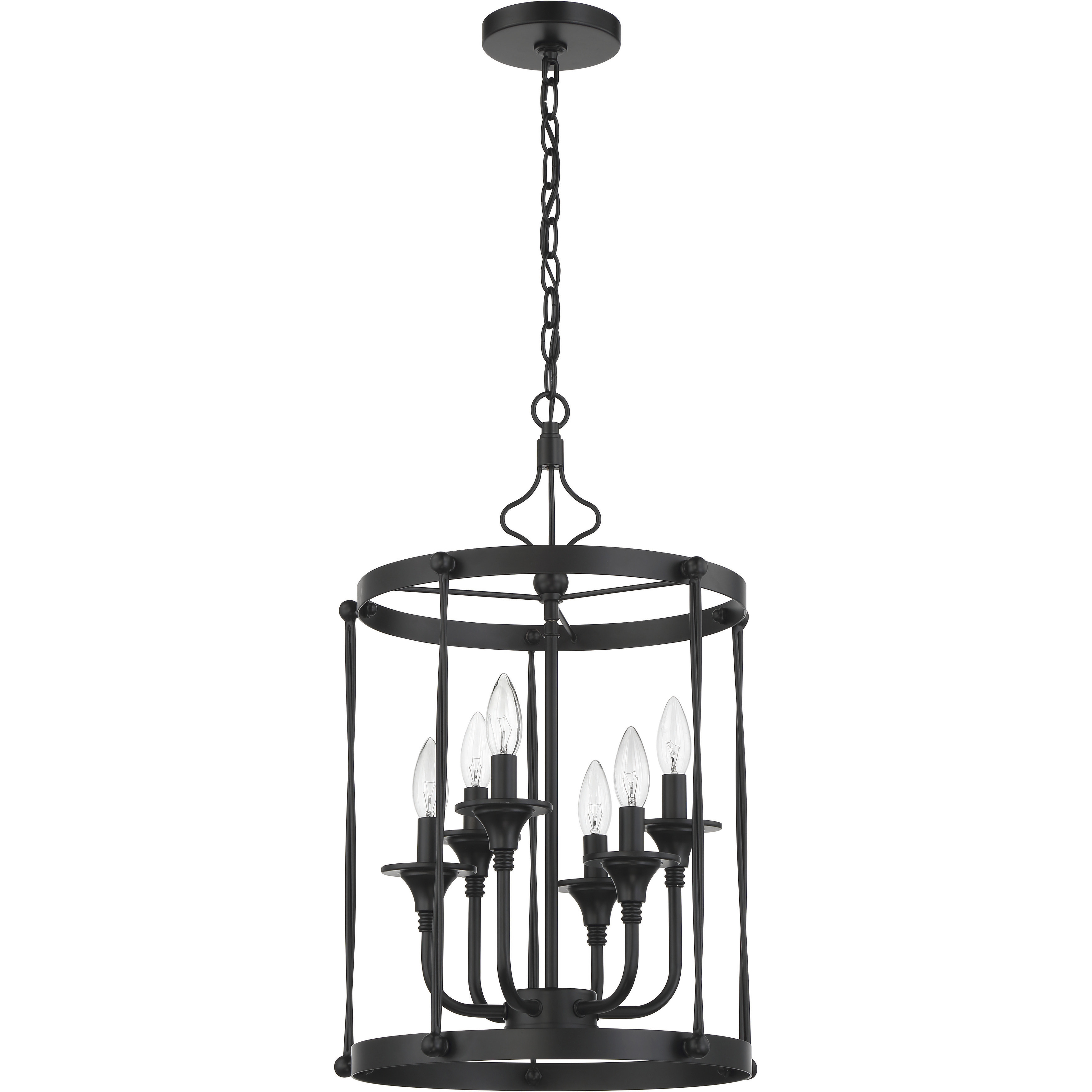 Jolenne 6 Light 15 inch Flat Black Cage Foyer Pendant Ceiling Light
