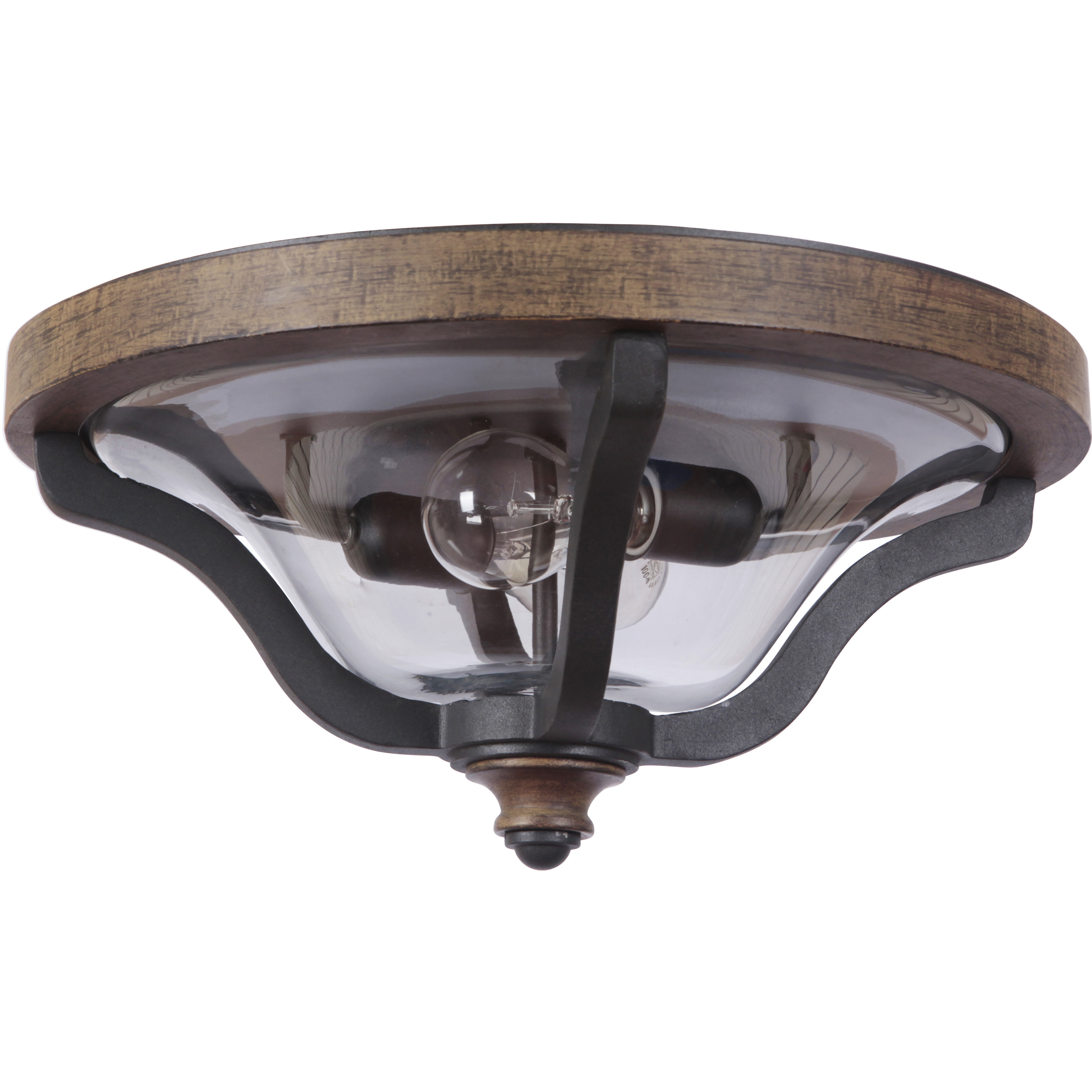 Ashwood 2 Light 16 inch Textured Black/Whiskey Barrel Outdoor Flushmount