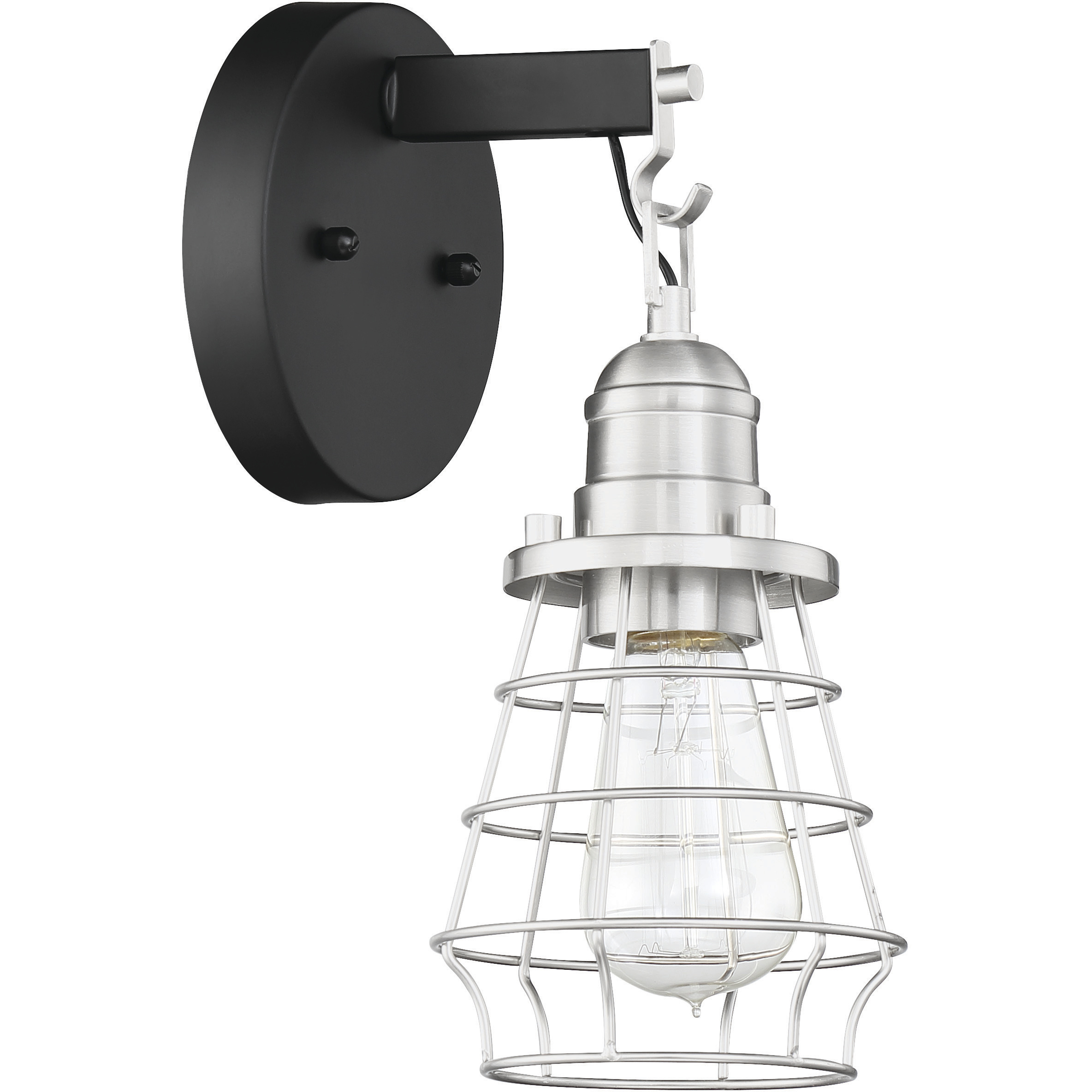 Neighborhood Thatcher 1 Light 6 inch Flat Black/Brushed Polished Nickel Wall Sconce Wall Light, Neighborhood Collection