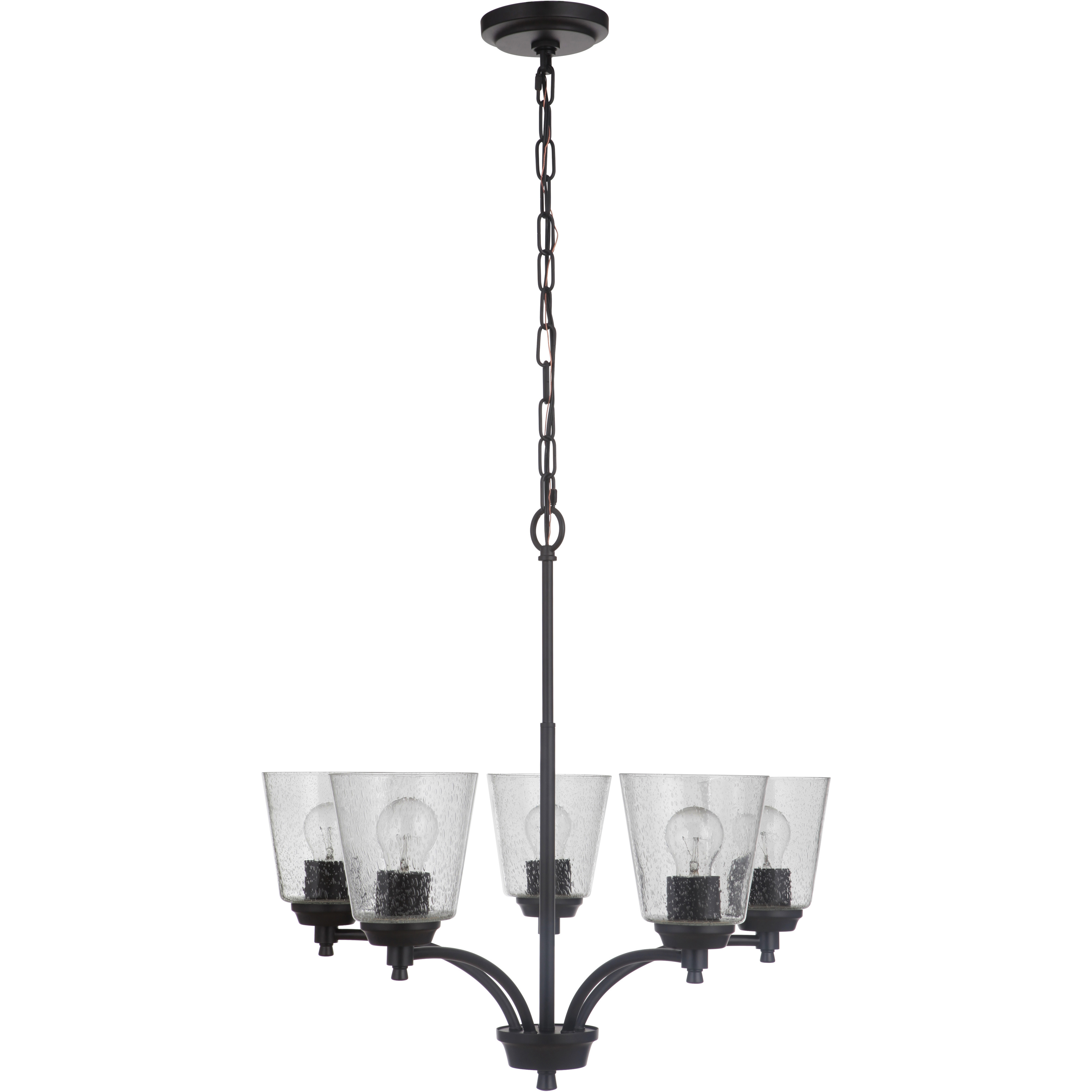 Neighborhood Tyler 5 Light 24.5 inch Flat Black Chandelier Ceiling Light in Clear Seeded, Neighborhood Collection
