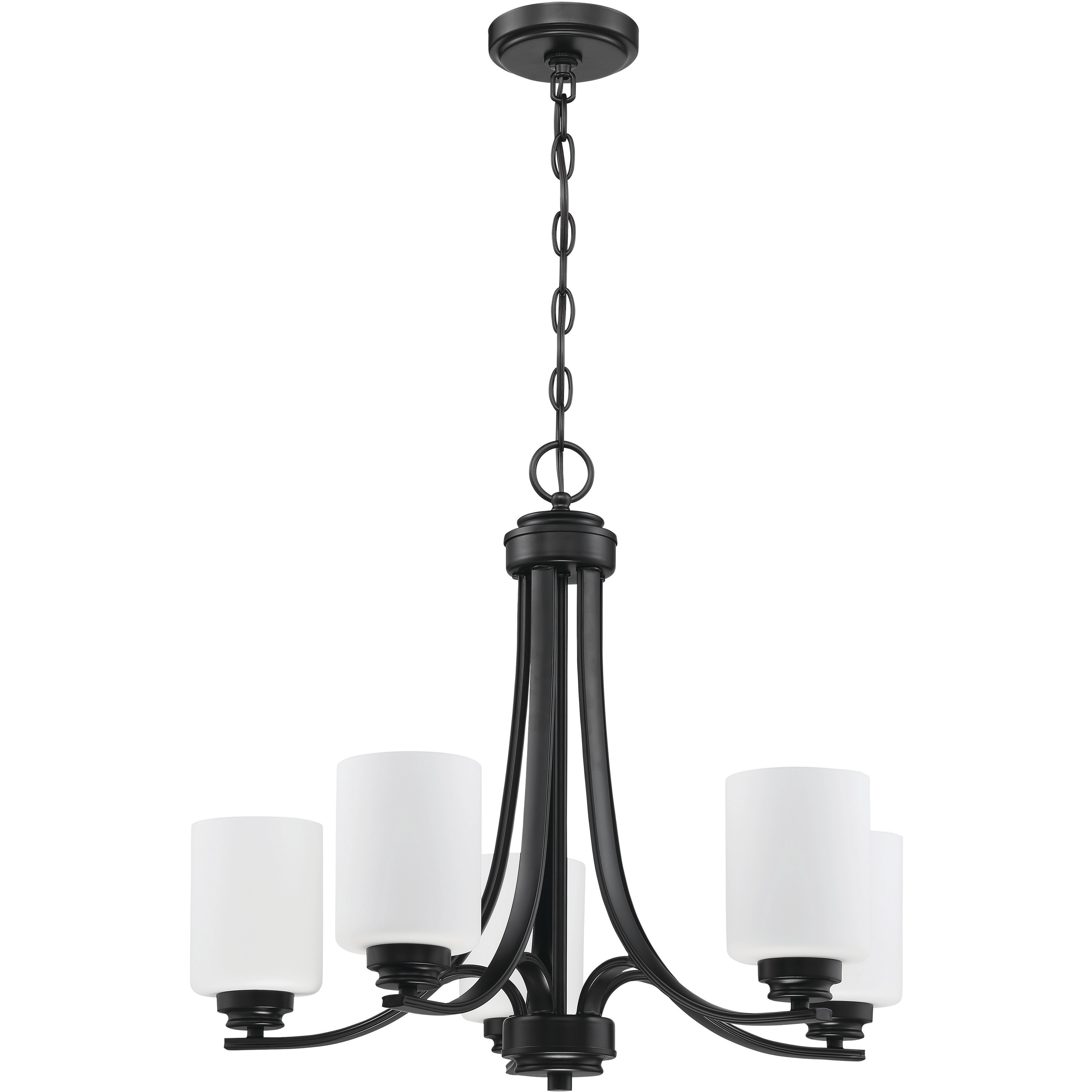 Neighborhood Bolden 5 Light 24 inch Flat Black Chandelier Ceiling Light in White Frosted Glass, Neighborhood Collection