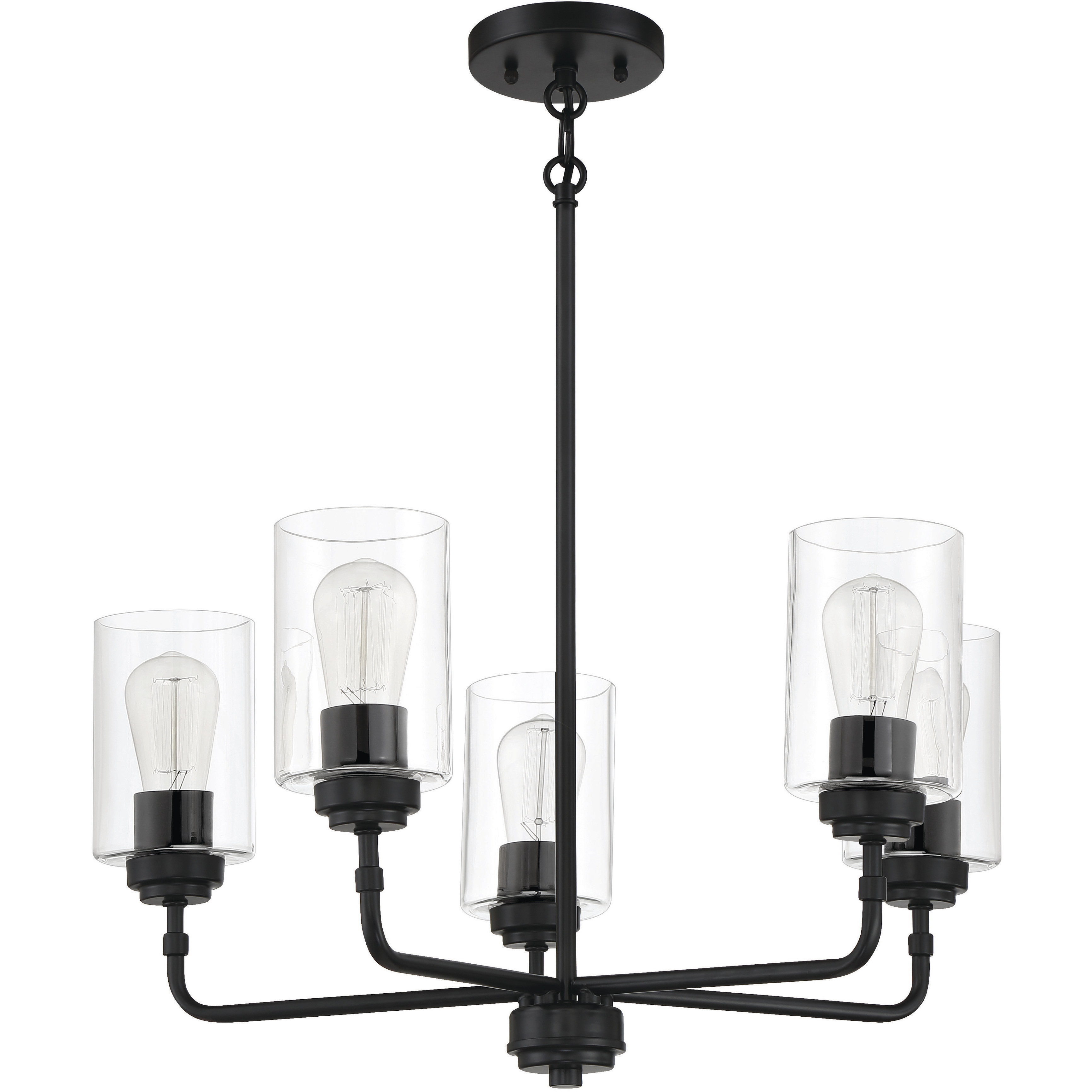 Craftmade 56025 FB Stowe 5 Light 23 inch Flat Black Chandelier Ceiling Light