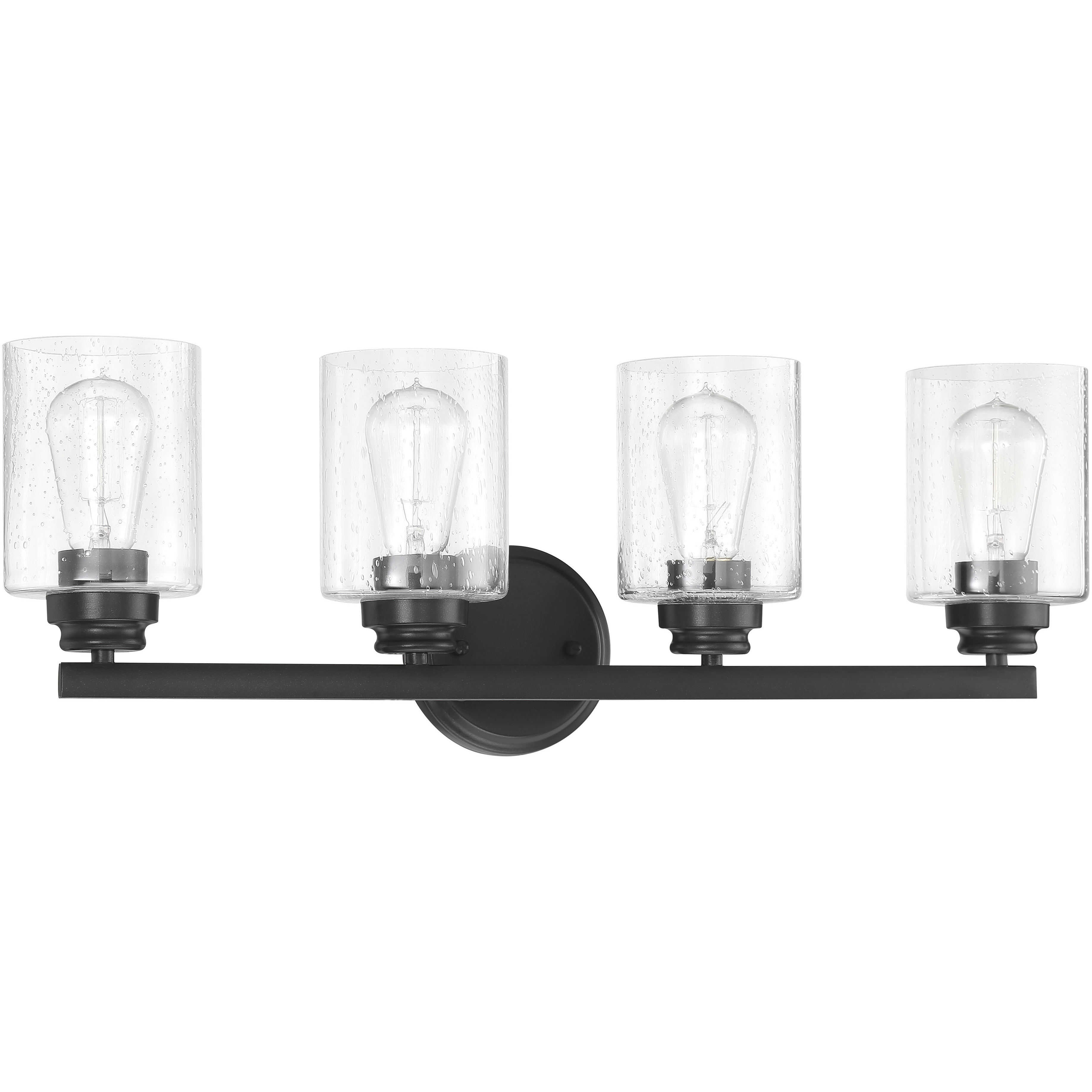Neighborhood Bolden 4 Light 25 inch Flat Black Vanity Light Wall Light in Clear Seeded, Neighborhood Collection