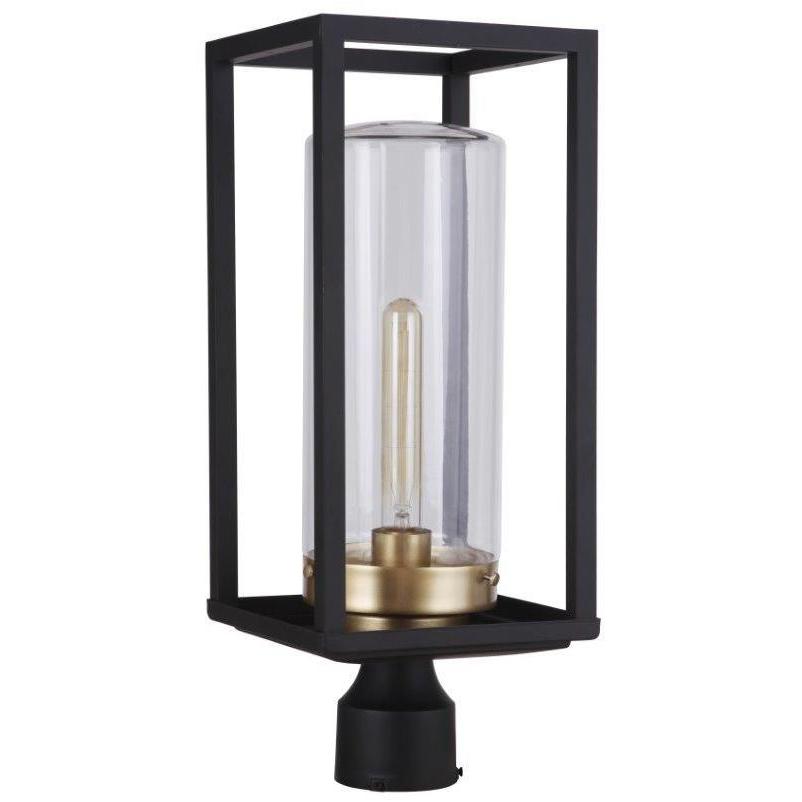 Neo 1 Light 17 inch Midnight / Satin Brass Outdoor Post Light
